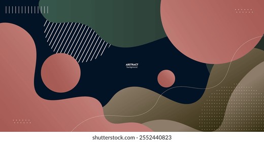 Abstract 3D wave liquid art background design with brown, green, dark blue background combination. Eps10