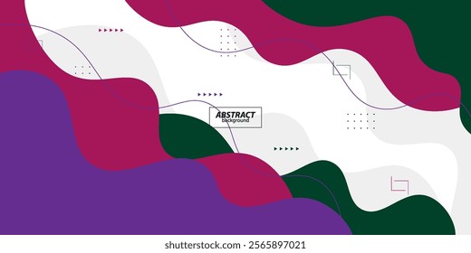 Abstract 3D wave liquid art background design with green and purple background combination. Vector Eps10