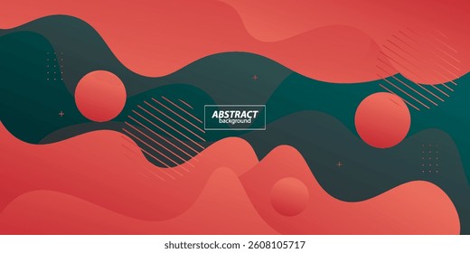 Abstract 3D wave paper cut design background with red and green color combination. Modern wave banner design. Vector Eps10