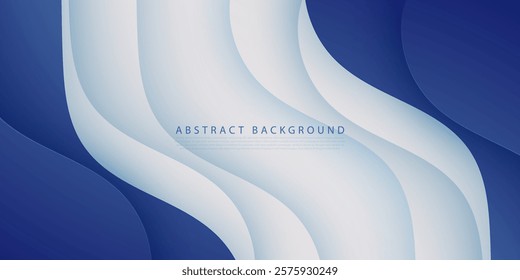 Abstract 3D wave papercut design background with colorful blue and white combination. Modern banner wave design. Eps10 vector