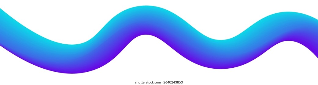 Abstract 3D wave with smooth gradient transition from cyan to violet, forming a dynamic and modern design element on white background