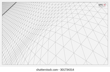 Abstract 3D wave wireframe of surrounding contour. Vector landscape graphic background.