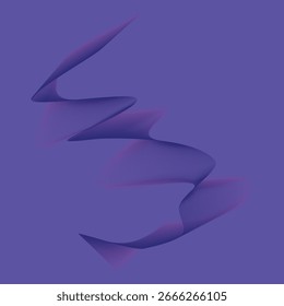 Abstract 3D Waveform Design with Purple and Dark Gradient Smoke Effect – Futuristic Flowing Shape on Violet Background