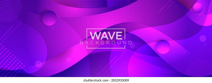 Abstract 3d Waves Fluid Purple Background Design. Modern Dynamic Gradient Style. Usable for Background, Wallpaper, Banner, Poster, Brochure, Card, Web, Presentation. 