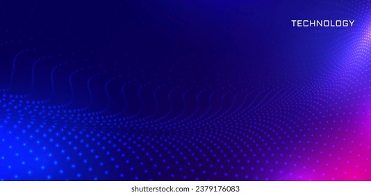 Abstract 3D Waving Particle Technology and Science Background. Big data and artificial intelligence. Particle stream. Techno and Visualization. Equalizer for music. Digital business tech. Vector EPS10