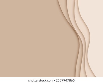abstract 3d wavy background with paper cut style with colours pink, purple, blue, peach, green, brown, black, orange, and pastel