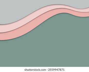 abstract 3d wavy background with paper cut style with colours pink, purple, blue, peach, green, brown, black, orange, and pastel