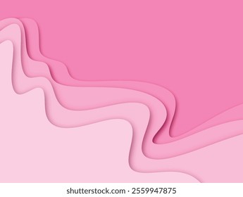 abstract 3d wavy background with paper cut style with colours pink, purple, blue, peach, green, brown, black, orange, and pastel