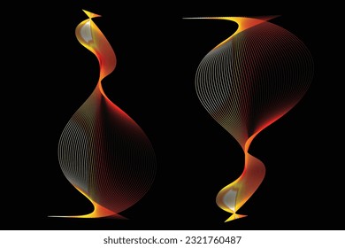 Abstract 3D wavy  pattern spiral design on dark background, pattern abstract, 3D design, flame orange color