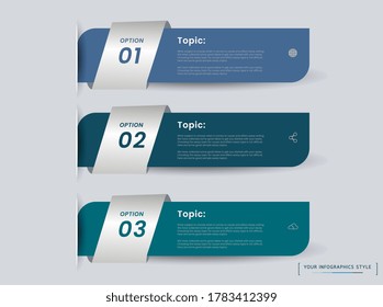 Abstract 3D web banner design vector, 3 Options buttons for web design, works plans, levels, courses, Abstract illustration design, and technology.