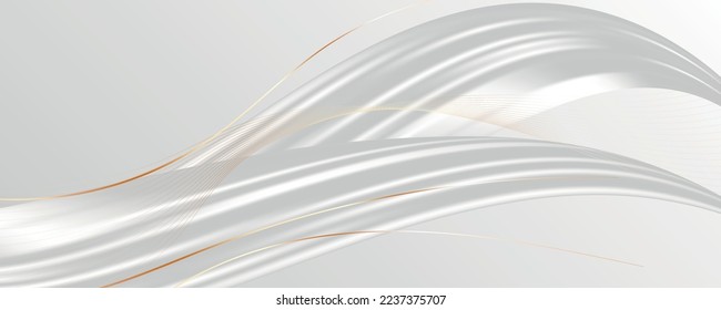 Abstract 3d white background with golden lines