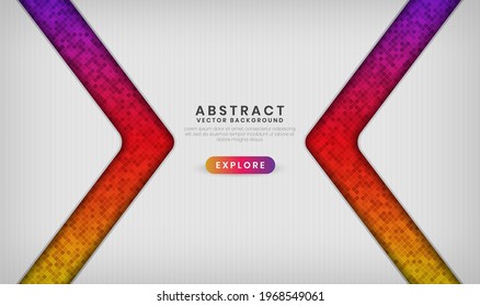 Abstract 3D white background overlap layer on bright space with colorful rhombus patterns decoration. Modern graphic design template elements for flyer, card, cover, brochure, or landing page