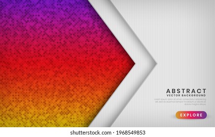 Abstract 3D white background overlap layer on bright space with colorful rhombus patterns decoration. Modern graphic design template elements for flyer, card, cover, brochure, or landing page