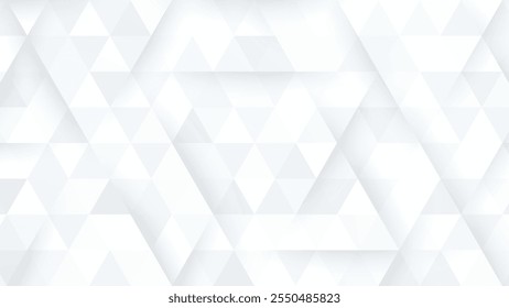 Fundo branco 3d abstrato com sombra e padrão de hexágono. Modelo de mosaico triângulo para tecnologia para banner, cartaz, web em design futurista e tecnologia. Ilustração vetorial. 