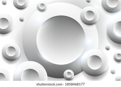 Abstrakter 3D-weißer Kunststoffknopfhintergrund mit hellem Effekt. 3D-Runde mit heller Wirkung auf weißem Hintergrund. Elegantes kreisförmiges Design. 3D-Runde auf weißem Hintergrund.Vektorgrafik