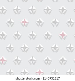 Abstract 3d white geometric background with shadow. Seamless pattern with paper cut shapes. Vector design illustration.