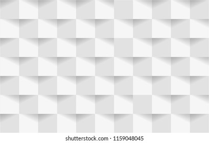 Abstract 3d white geometric background template with shadow. Checkerboard texture. Pattern from pieces of paper. Vector design illustration.