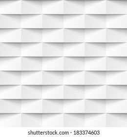 Abstract 3d white geometric background. White seamless texture with shadow. Simple clean white background texture. 3D Vector interior wall panel pattern. 