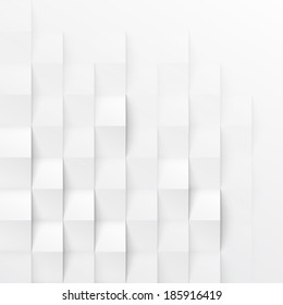Abstract 3d white geometric background. White seamless texture with shadow. Simple clean white background texture. 3D Vector interior wall panel pattern.