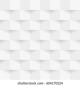 Abstract 3d White Geometric Background With Shadow. Checkerboard Texture. Pattern From Pieces Of Paper. Vector Design Illustration.
