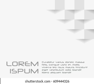 Abstract 3d white geometric background with shadow. Checkerboard texture. Pattern from pieces of paper. Vector design illustration.