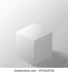 Abstract 3D white gray  cube box mockup on white background. Vector illustration
