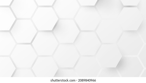 Abstract 3D white, and grey geometric hexagon background. Futuristic technology digital hi tech concept background