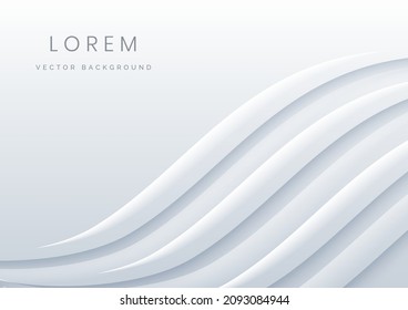 Resumen del fondo de la capa de la línea de onda blanca y gris 3D con espacio para el texto. Puede usar para publicidad, afiche, plantilla, presentación comercial. Ilustración del vector
