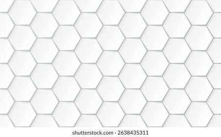 Abstract 3D white hexagonal plates arranged seamless pattern graphic illustration.