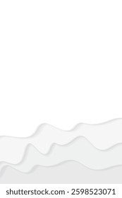 Abstract 3D white liquid flowing on vertical background paper cut style graphic illustration have blank space.