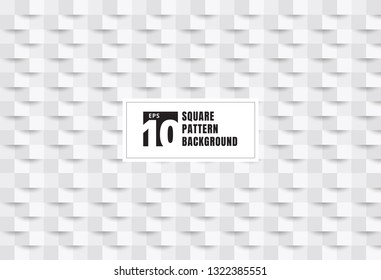Abstract 3D white paper art style texture and background. Geometric squares pattern with shadow. You can use for cover design, book, brochure, presentation. poster, cd, flyer, website, etc. Vector