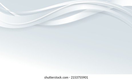 Abstract 3D white ribbon wave curved lines on gray background with space for your text. Vector illustration