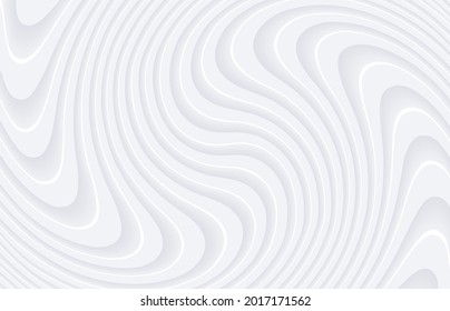 Abstract 3D white wavy background with interesting pattern. Minimalist empty striped blank BG. Halftone monochrome cover with modern elegant minimal color.