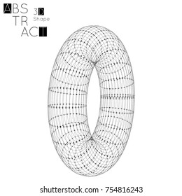 Abstract 3D wire frame geometric shape isolated on white background. Futuristic design element.