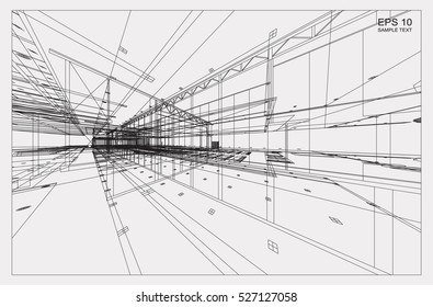 Abstract 3D wireframe  background.