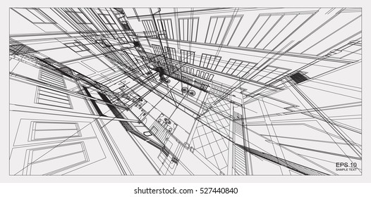 Abstract 3D wireframe  background.