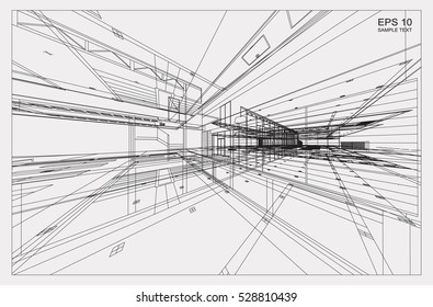 Abstract 3D wireframe  background.