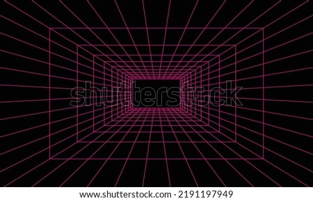 Abstract 3D wireframe background design. 80s retro futuristic style for wallpaper. Modern technology graphic design