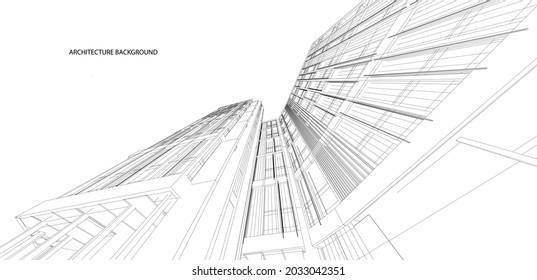 Abstract 3D wireframe of building. my design