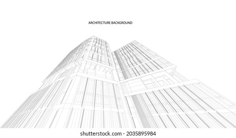 Abstract 3D wireframe of building. my design