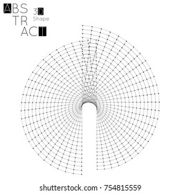 Abstract 3D wireframe geometric shape isolated on white background. Futuristic design element.