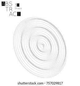 Abstract 3D wireframe geometric shape isolated on white background. 3D ripple effect. Circle wave on grid. Futuristic design element.