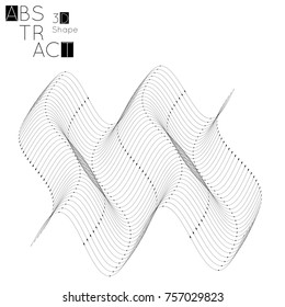 Abstract 3D wireframe geometric shape isolated on white background. Futuristic design element.