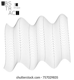 Abstract 3D wireframe geometric shape isolated on white background. Futuristic design element.
