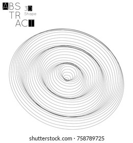Abstract 3D wireframe geometric shape isolated on white background. 3D ripple effect. Circle wave on grid. Futuristic design element.