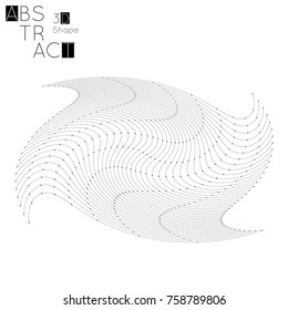 Abstract 3D wireframe geometric shape isolated on white background. Futuristic design element.