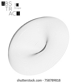 Abstract 3D wireframe geometric shape isolated on white background. 3D ripple effect. Circle wave on grid. Futuristic design element.