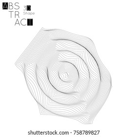 Abstract 3D wireframe geometric shape isolated on white background. 3D ripple effect. Circle wave on grid. Futuristic design element.