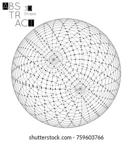 Abstract 3D Wireframe Geometric Shape Isolated On White Background. 3D Sphere. Futuristic Design Element.