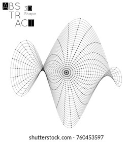 Abstract 3D wireframe geometric shape isolated on white background. Futuristic design element.